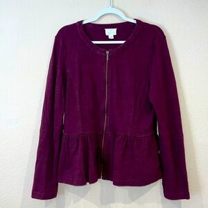 Caslon business casual pocket tunic zipper sweater top  sz L